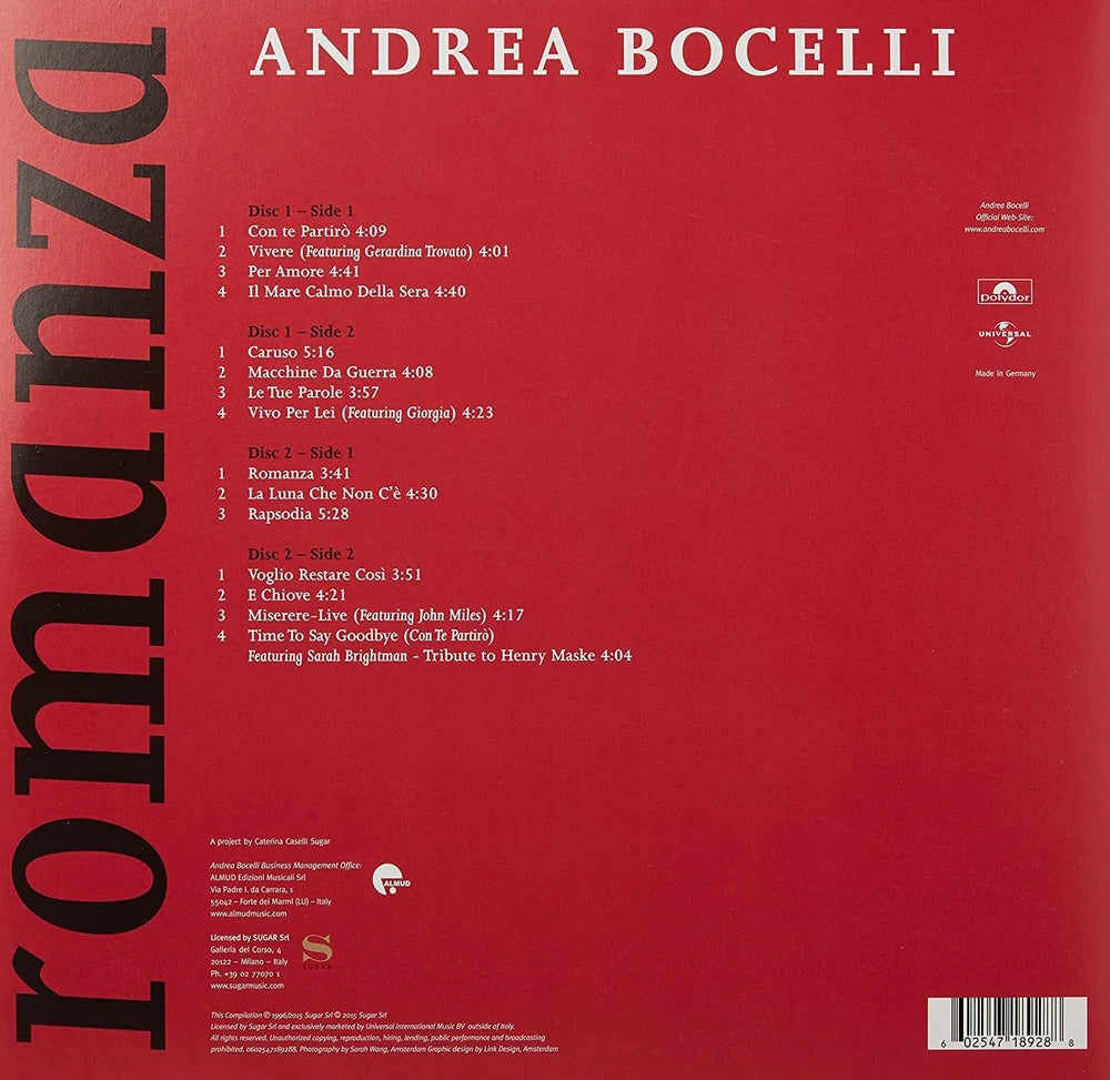 LPx2 Andrea Bocelli ‎– Romanza