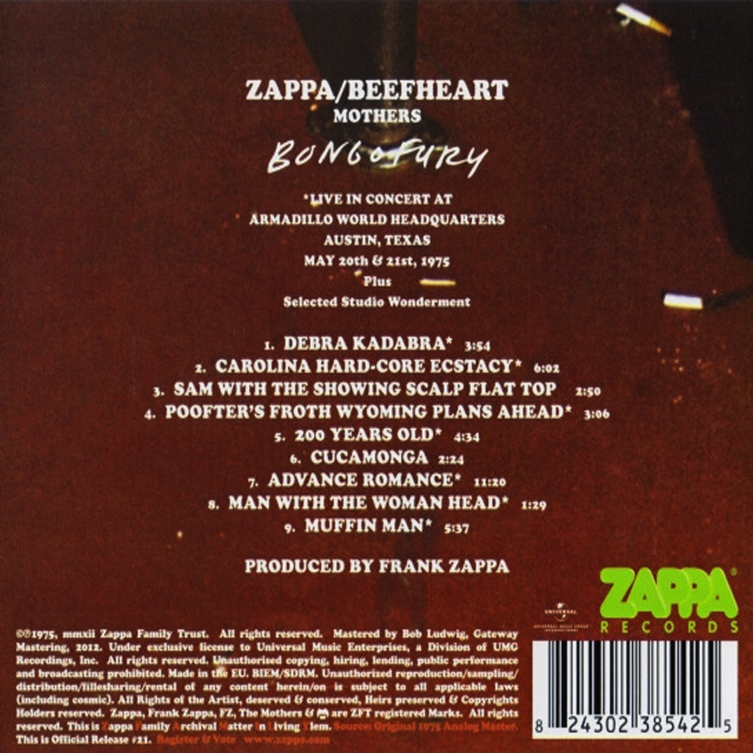 CD Zappa / Beefheart / Mothers – Bongo Fury