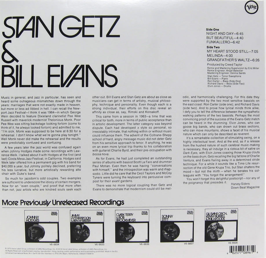 LP Stan Getz & Bill Evans ‎– Stan Getz & Bill Evans