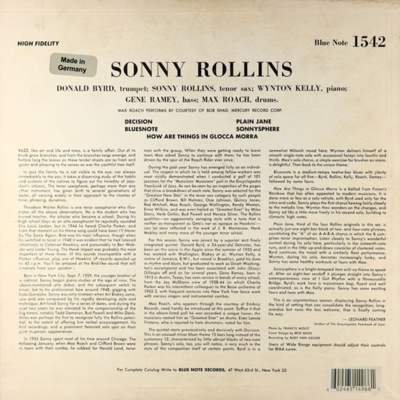 LP Sonny Rollins - Blue Note 1542