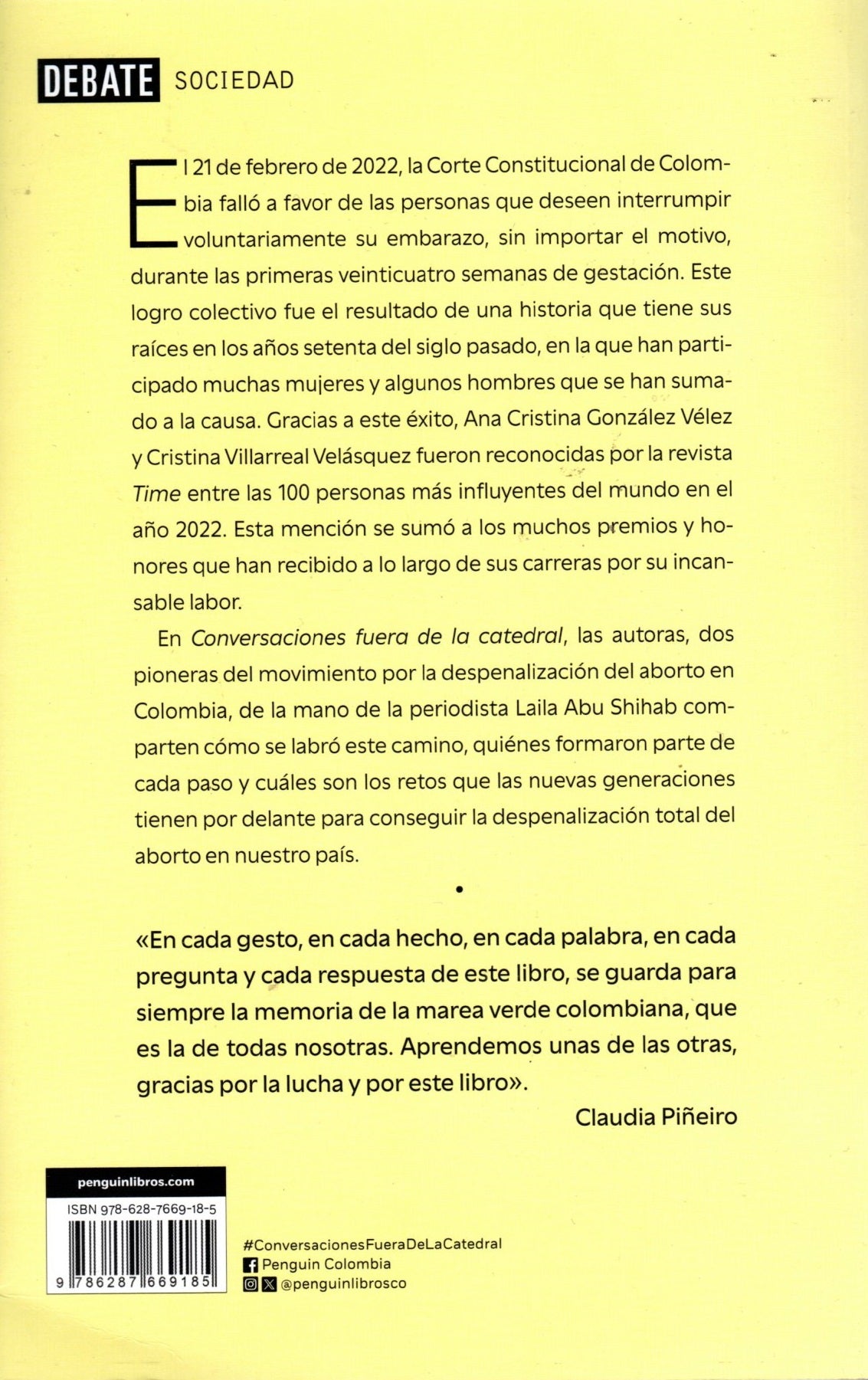 Libro Conversaciones fuera de la catedral Una historia del derecho al aborto en Colombia