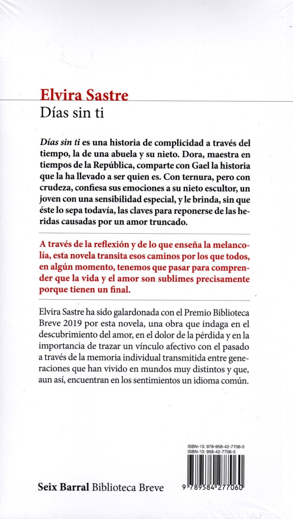 Libro Elvira Sastre - Días sin ti