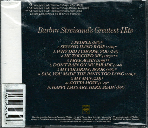 CD Barbra Streisand's - Greatest Hits