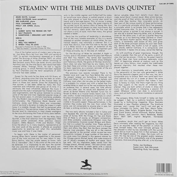LP The Miles Davis Quintet – Steamin' With The Miles Davis Quintet