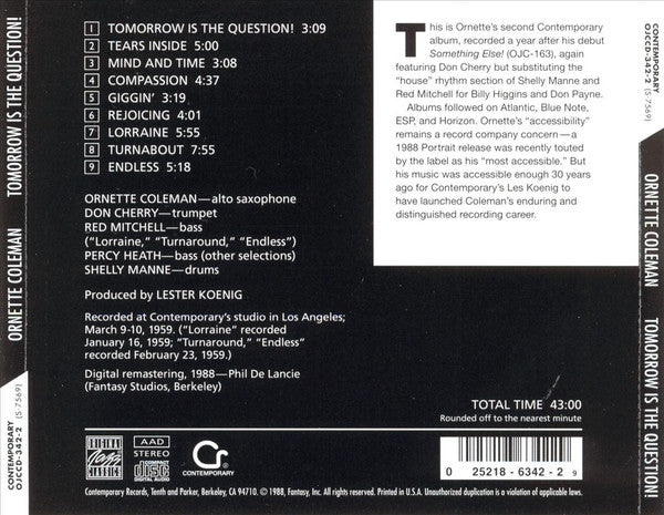 CD Ornette Coleman – Tomorrow Is The Question!
