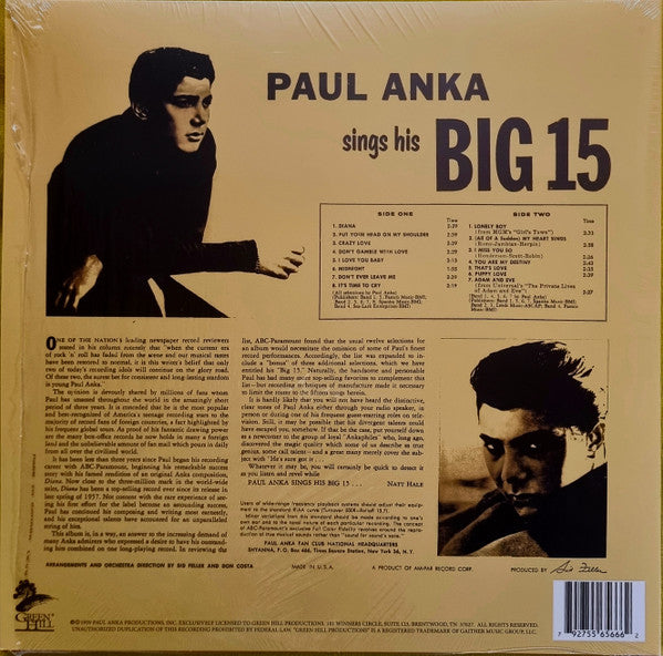 LP Paul Anka – Paul Anka Sings His Big 15