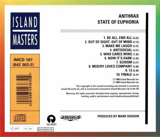 CD Anthrax · State of Euphoria