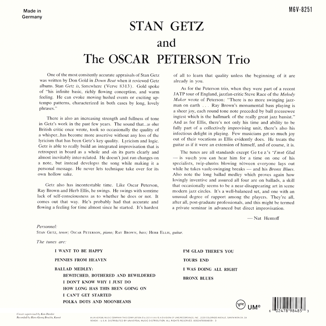 LP Stan Getz And The Oscar Peterson Trio – Stan Getz And The Oscar Peterson Trio