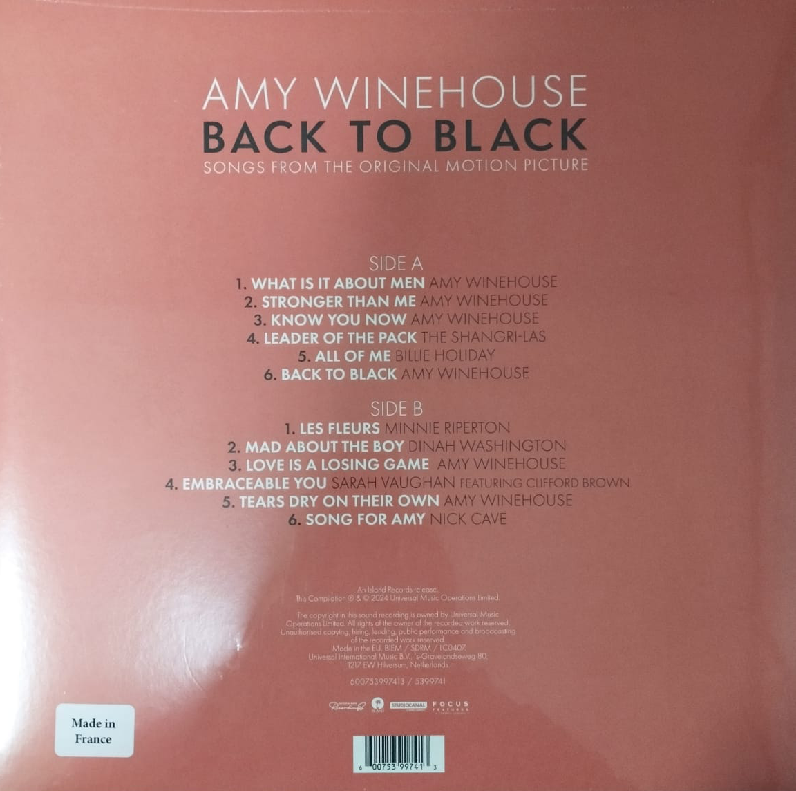 LP Amy Winehouse / Various – Back To Black (Songs From The Original Motion Picture)
