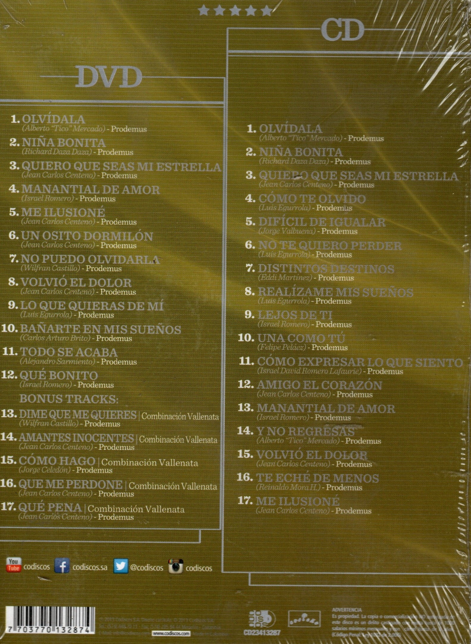 CD+DVD Binomio De Oro De América - Serie Platino