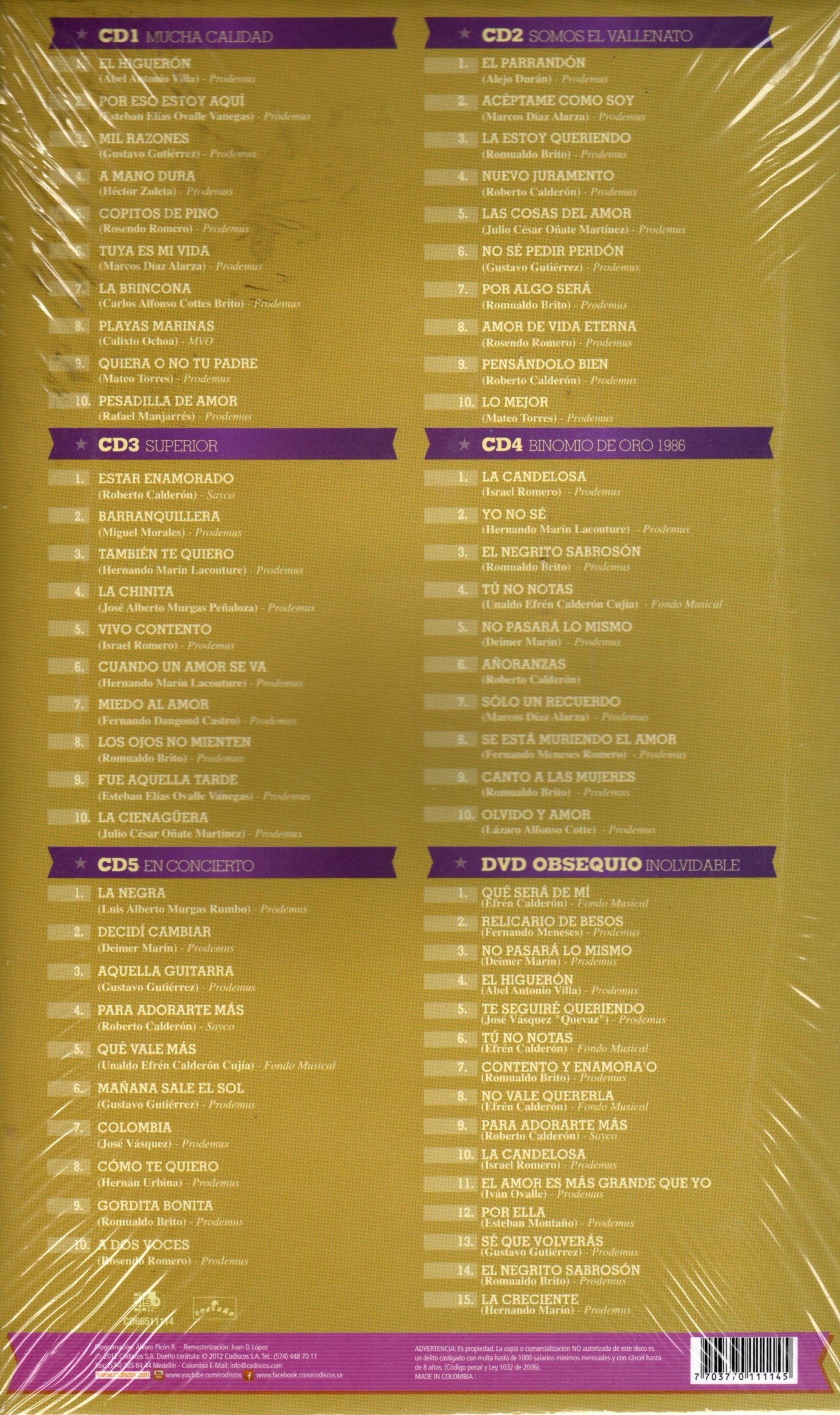 CDX5 + DVD Bionomio de Oro -Rafael Orozco Una Leyenda Volumen 3