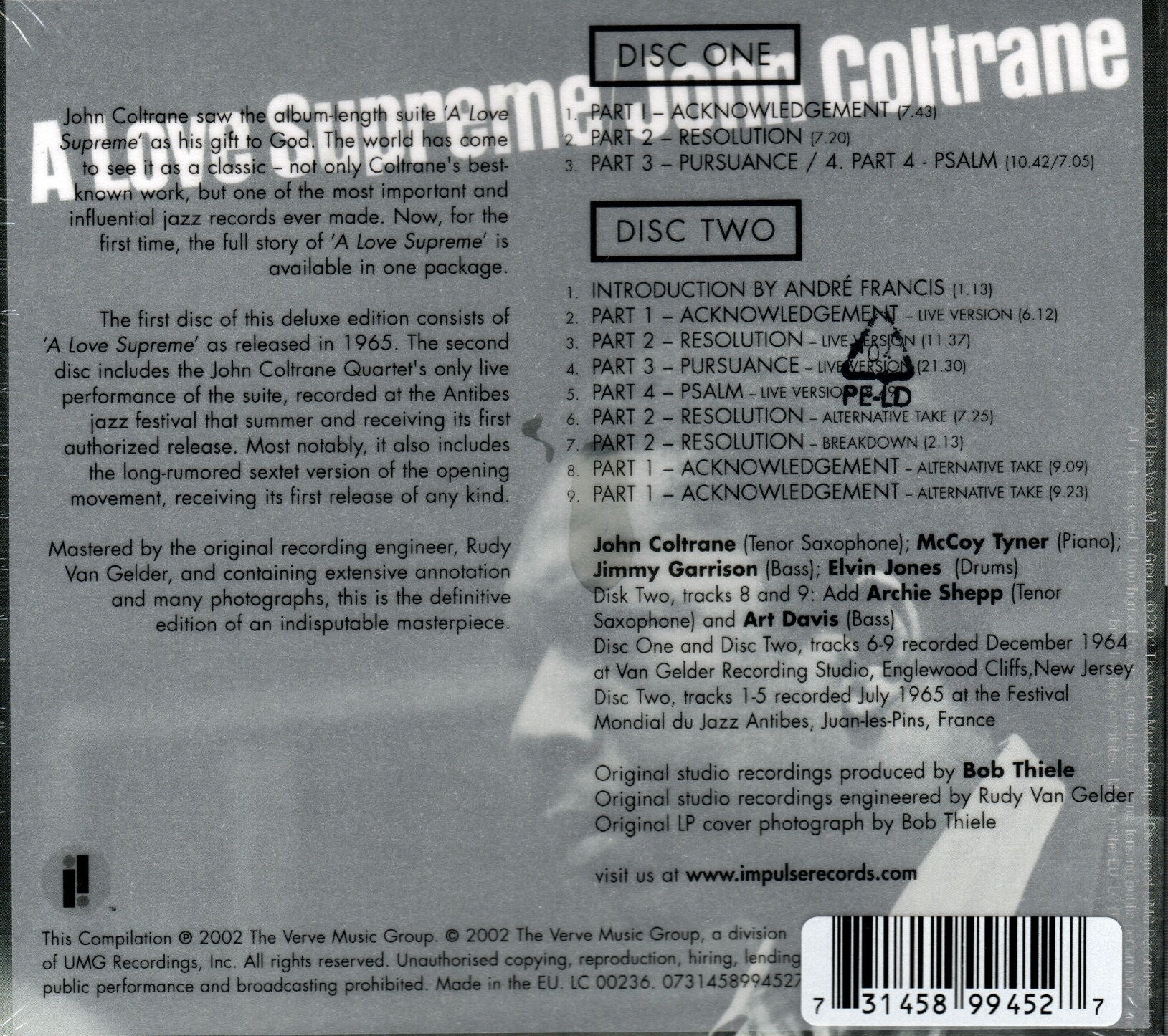 CDx2 John Coltrane – A Love Supreme