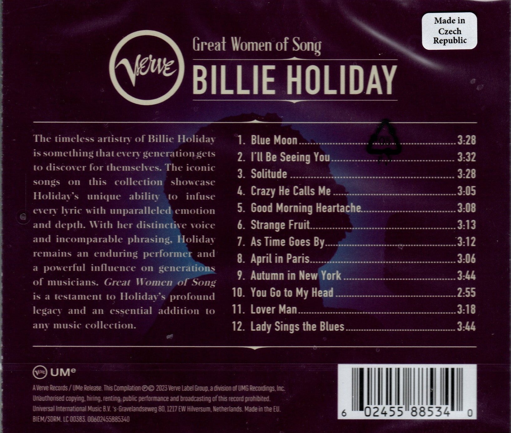 CD Billie Holiday - Great Women Of Song