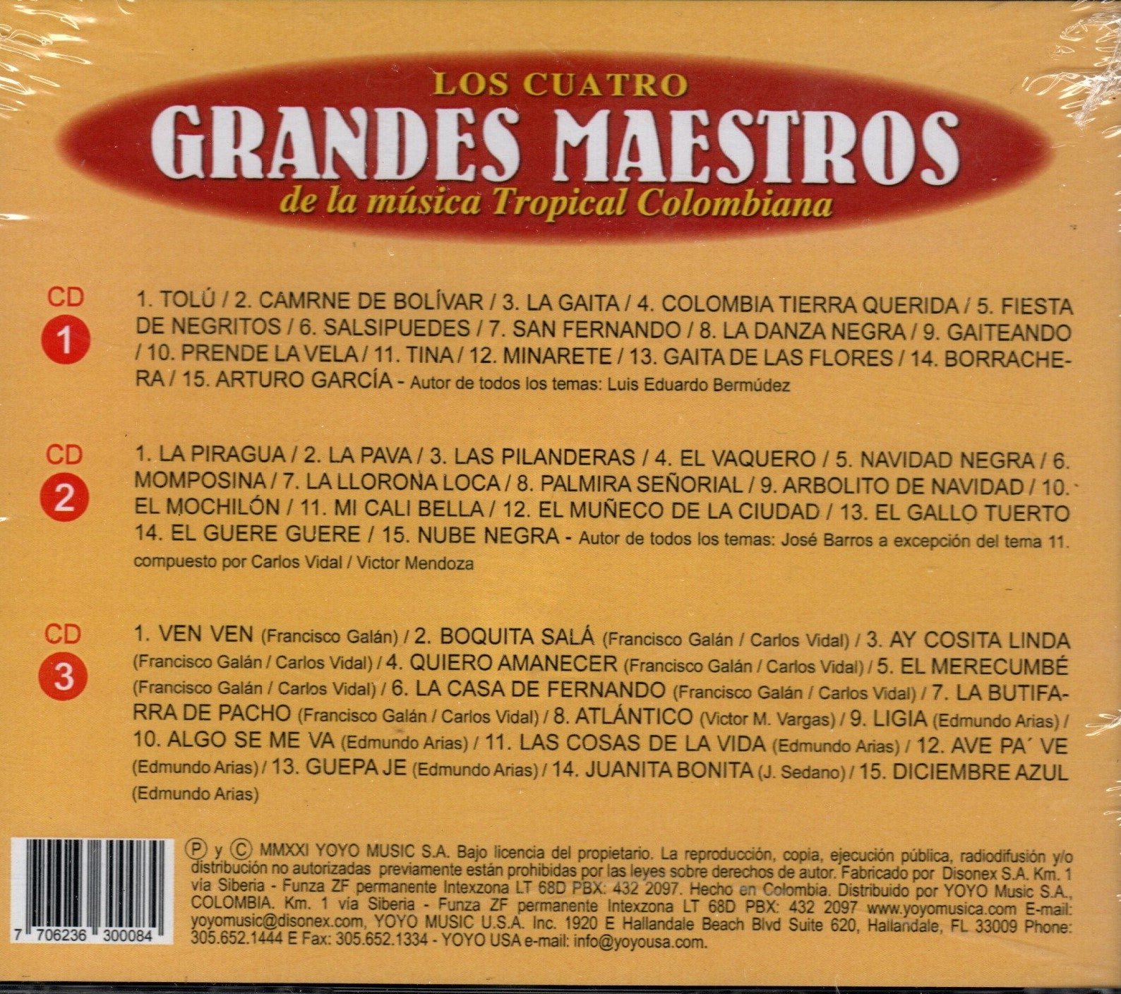 CDX3 Los 4 Grandes Maestros De La Música Tropical Colombiana