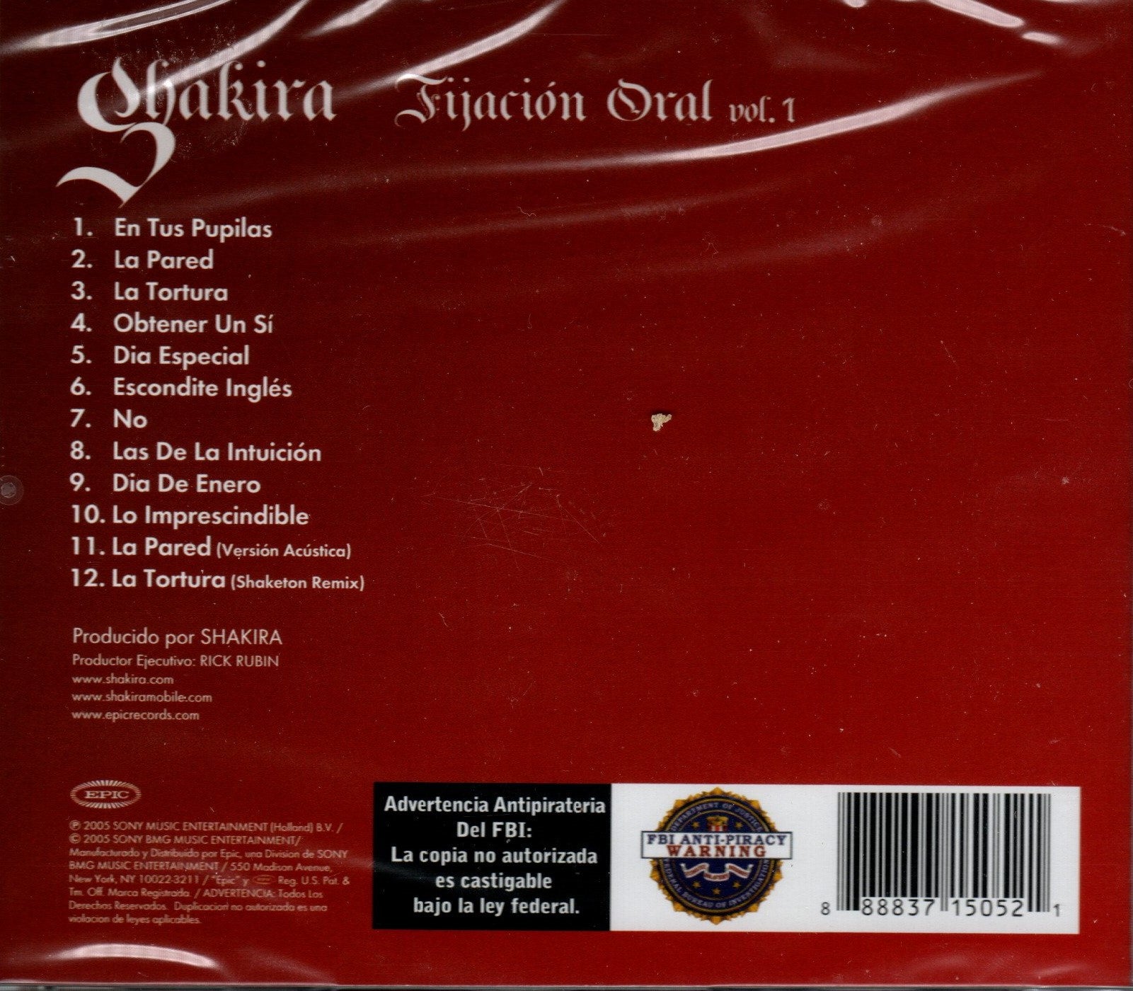CD Shakira - Fijación Oral Vol 1