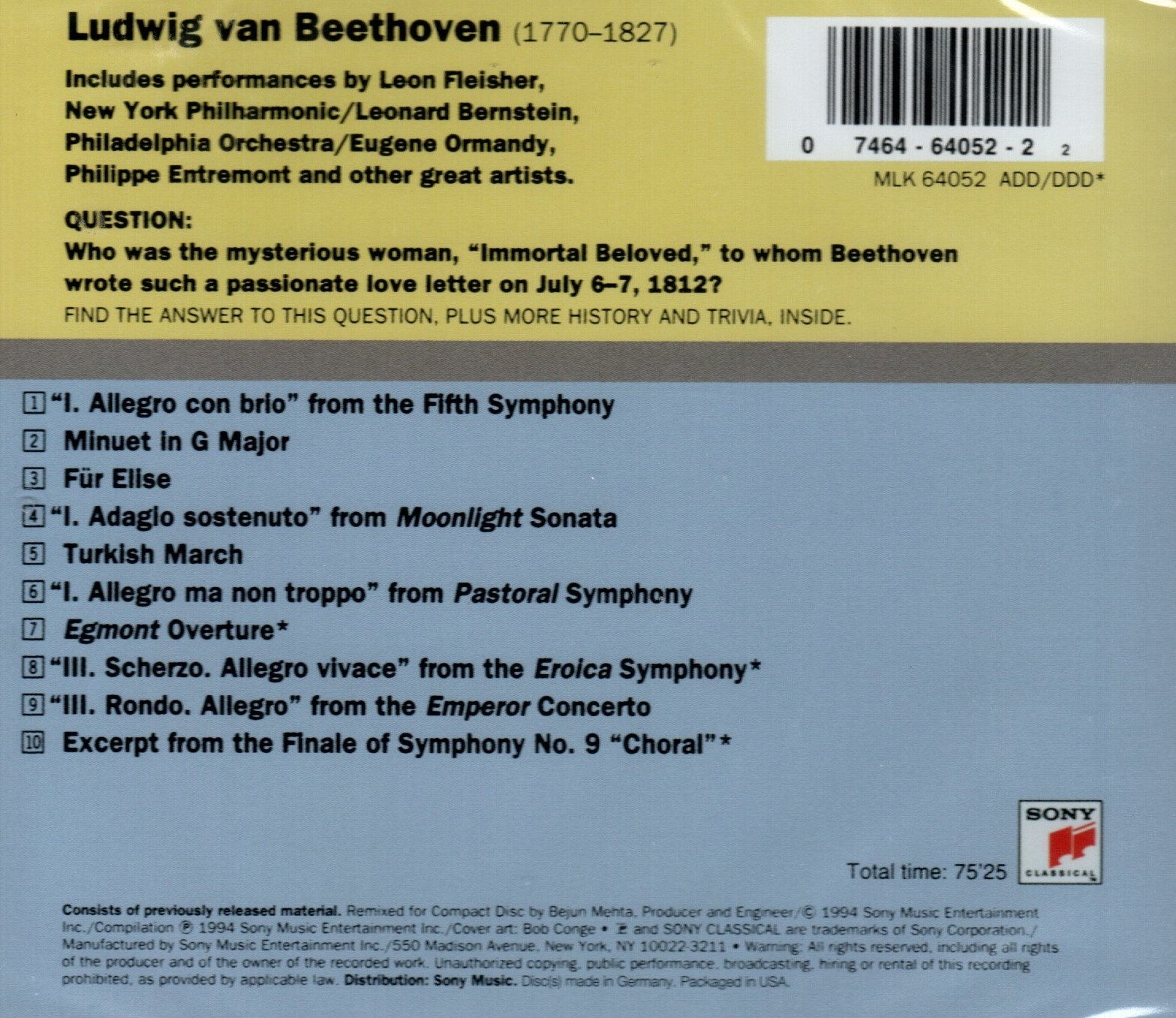 CD Ludwig van Beethoven - Greatest Htis CD