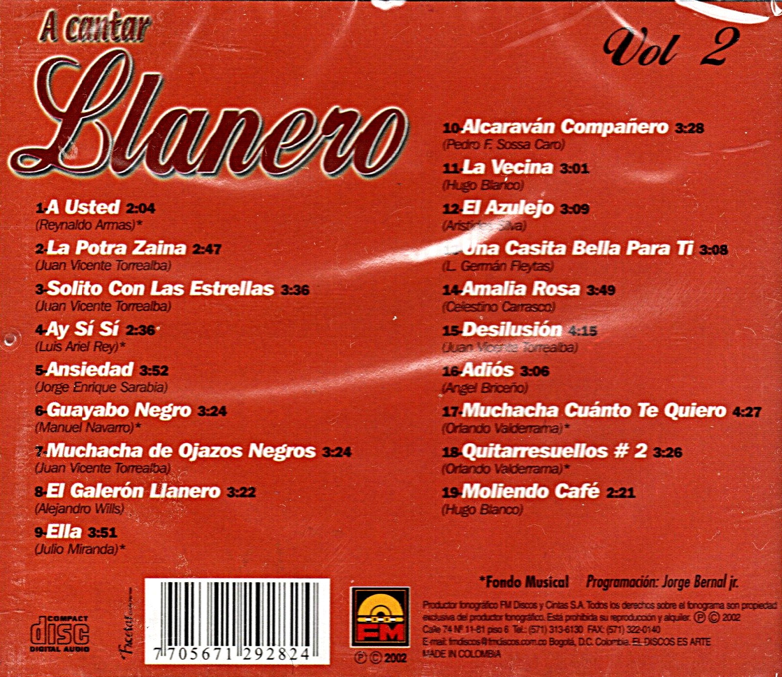 CD Contiene Cancionero - A Cantar Llanero
