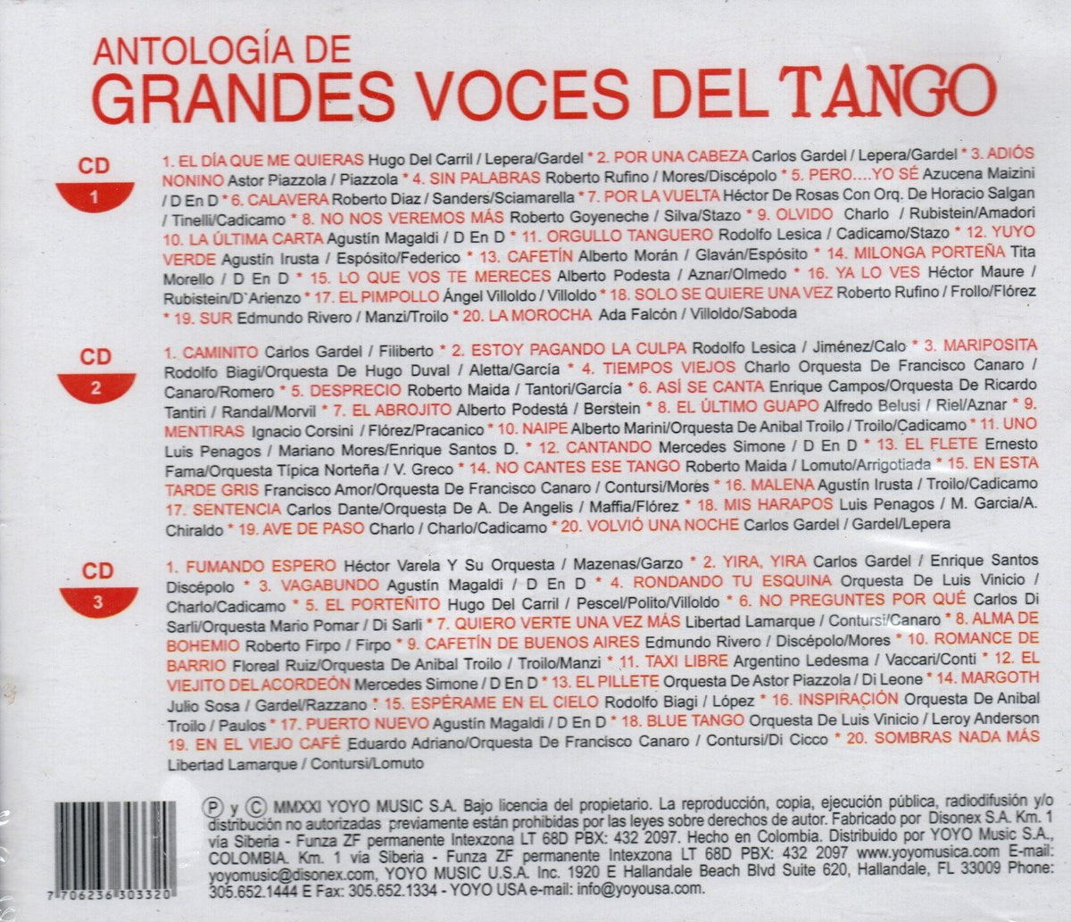 CDX3 Antología De Grandes Voces Del Tango