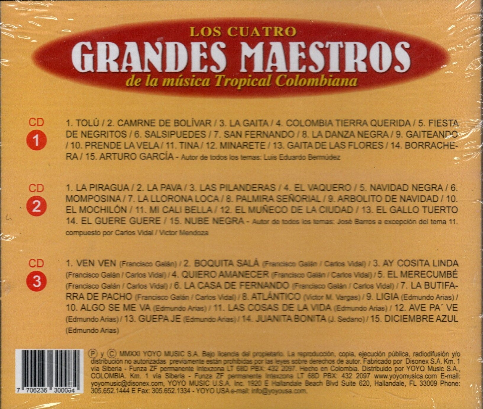 CDX3 Los 4 Grandes Maestros De La Música Tropical Colombiana