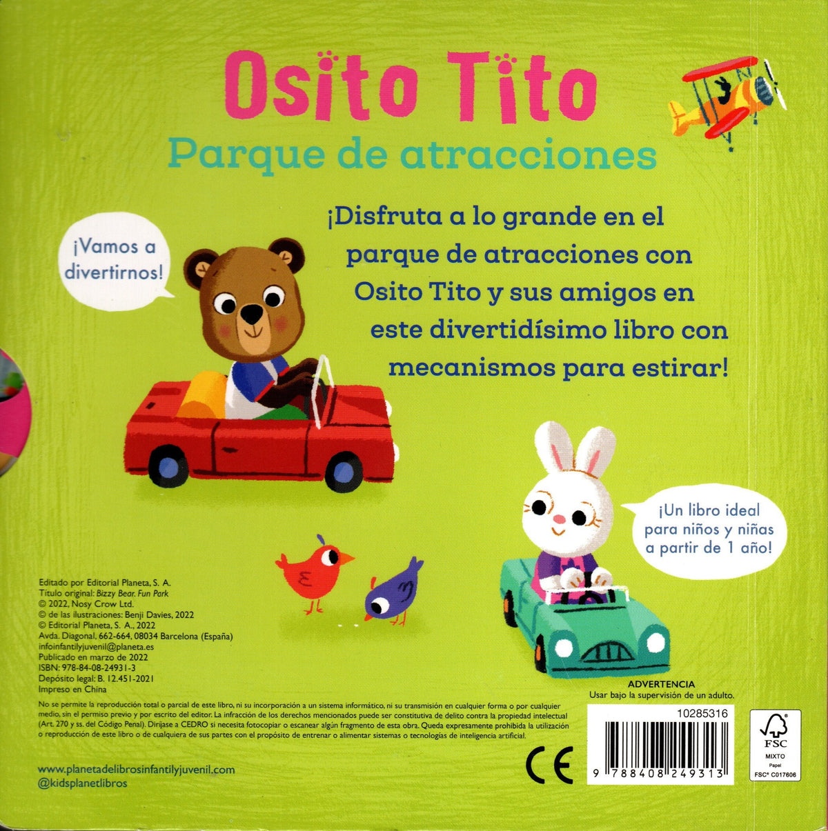 Libro Benji Davies - Osito Tito. Parque de Atracciones