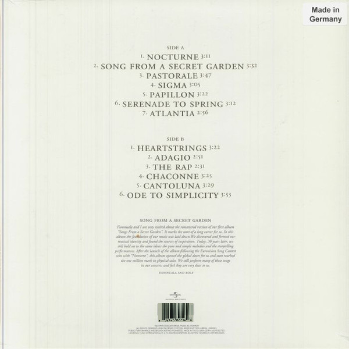 LP Secret Garden - Songs From A Secret Garden Remastered