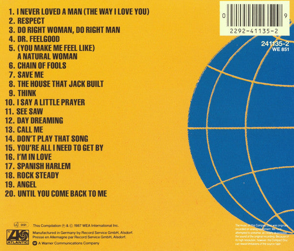 CD Aretha Franklin ‎– 20 Greatest Hits