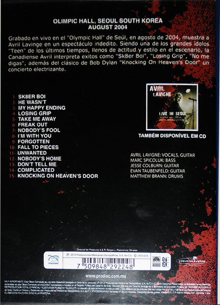 DVD Avril Lavigne - Live in Seoul
