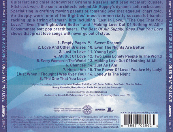 CD Air Supply – The Best Of Air Supply: Ones That You Love