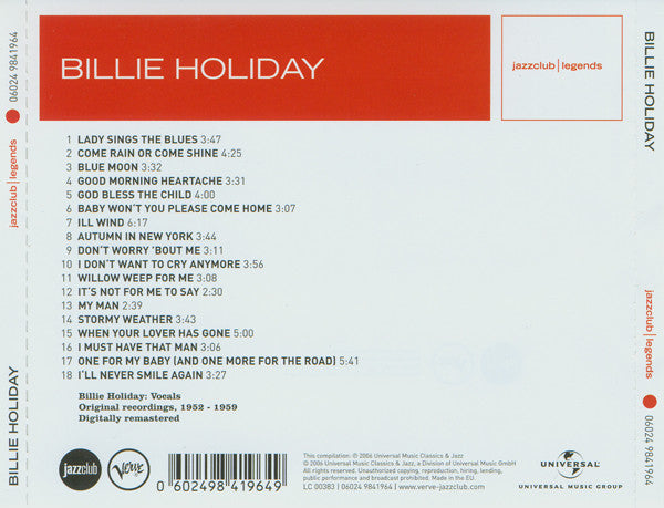 CD Billie Holiday – Lady Sings The Blues