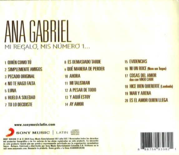 CD Ana Gabriel - Mi regalo. Mis número 1