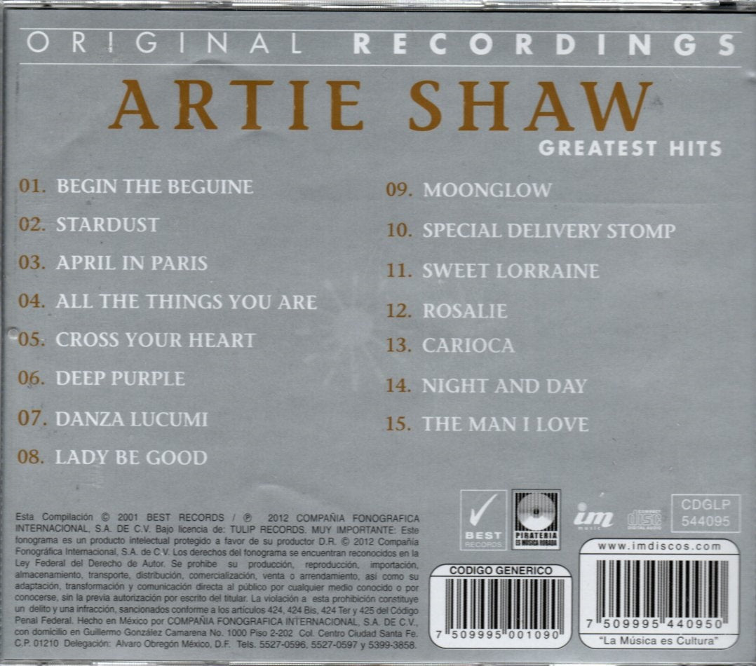 CD Artie Shaw - Greatest Hits