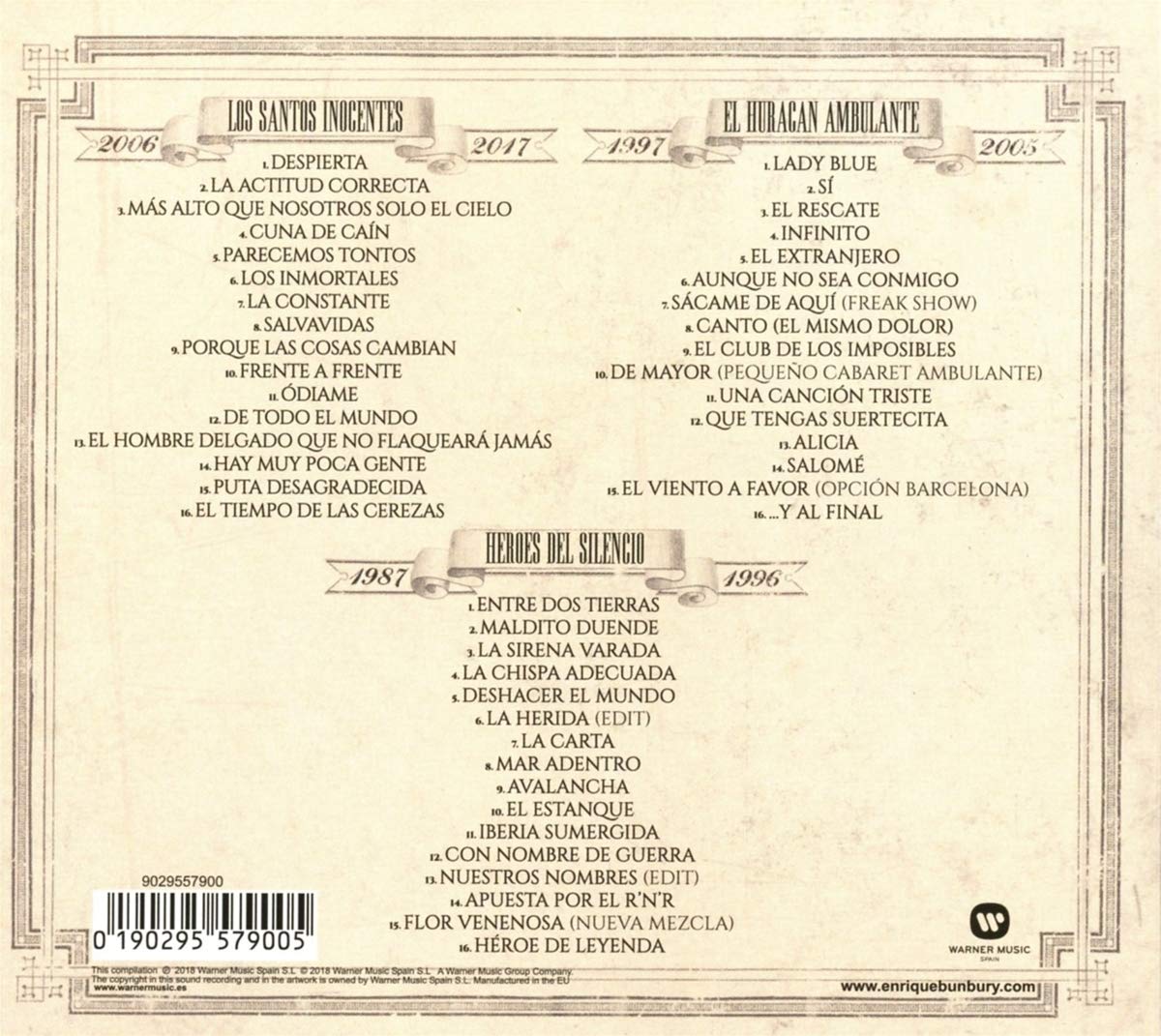 CD Bunbury - Canciones 1987-2017