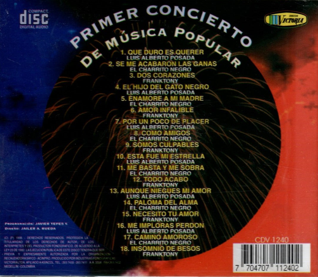 CD El Charrito Negro Luis Alberto Posada Franktony - El Primer Concierto De Música Popular