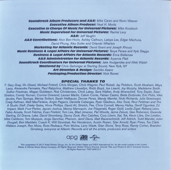 CD Fast & Furious 8 - The Album