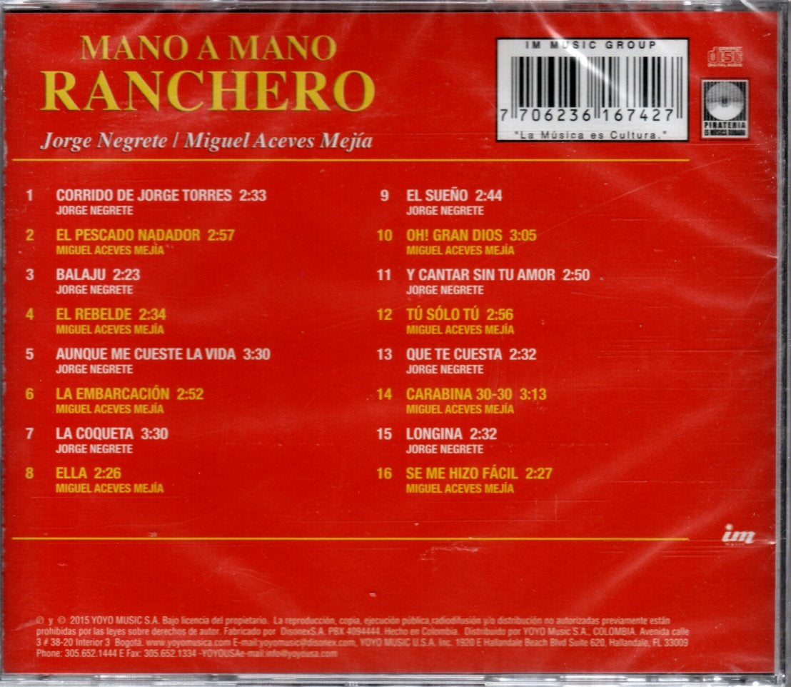 CD Jorge Negrete, Miguel Aceves Mejía - Mano A Mano Ranchero