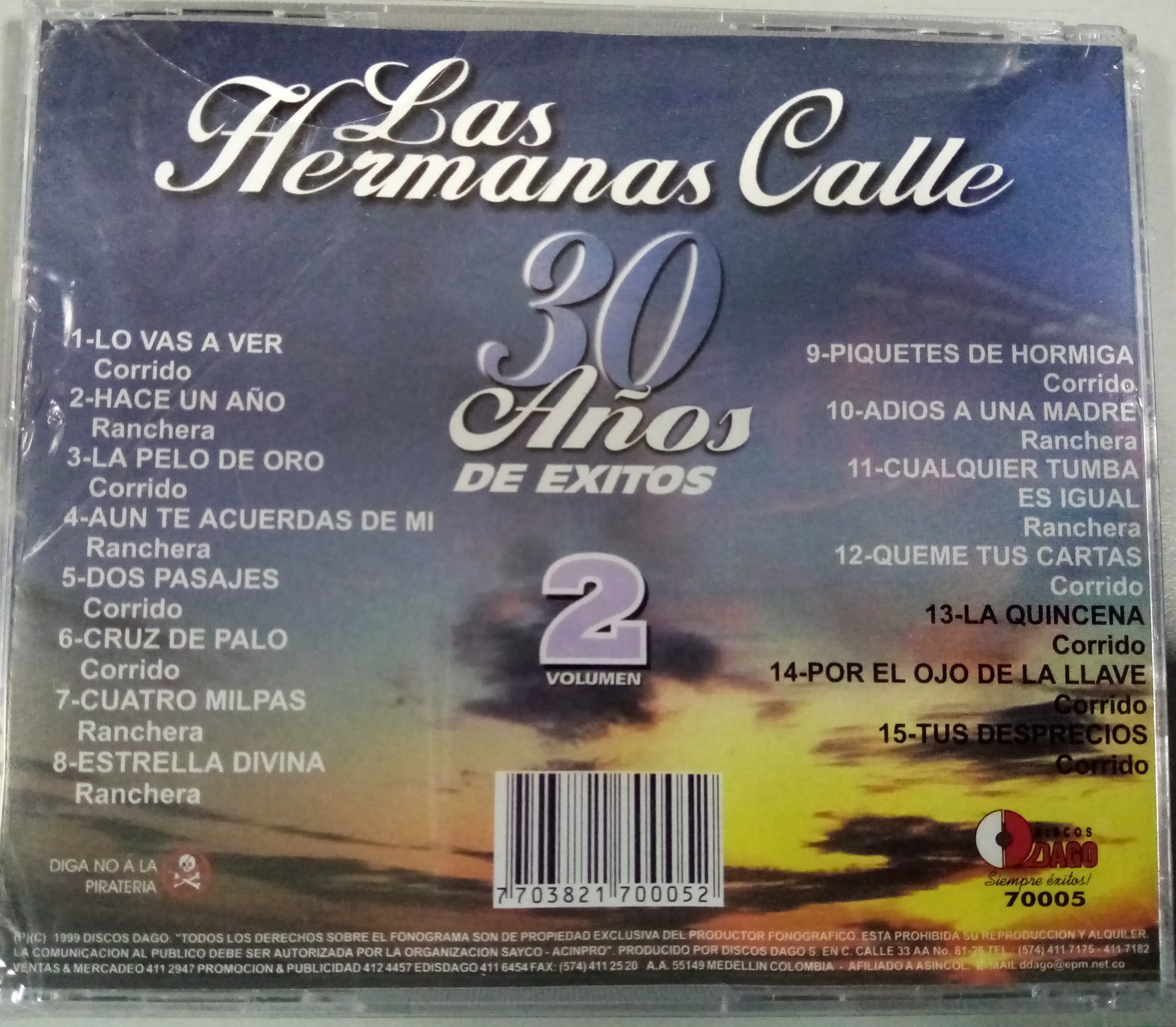 CD Las Hermanas Calle - 30 Años De Éxitos Vol. 2