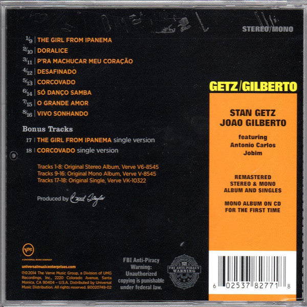 CD Stan Getz / Joao Gilberto Featuring Antonio Carlos Jobim – Getz / Gilberto 50th Anniversary