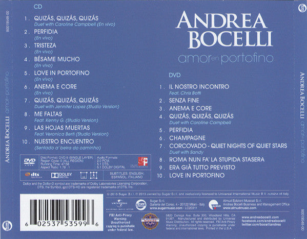 CD+DVD Andrea Bocelli - Love In Portofino