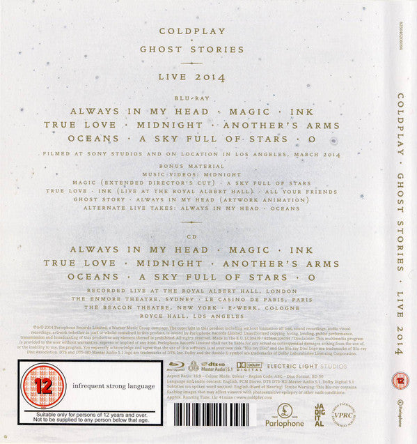 CD + DVD Coldplay – Ghost Stories · Live 2014