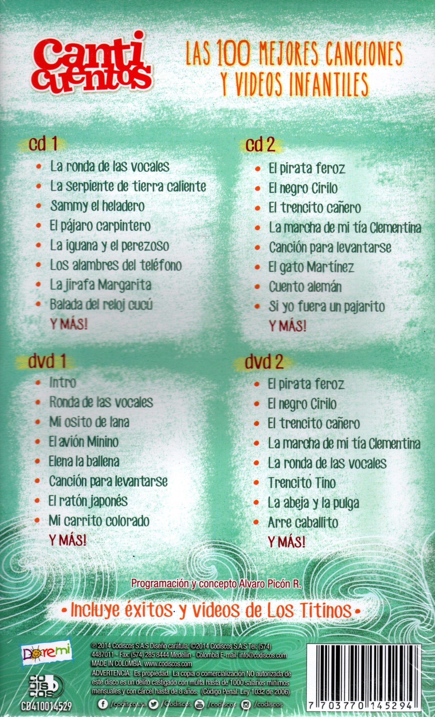 CDX2 + DVDX2 Canti Cuentos - Las 100 Mejores Canciones Y Videos Infantiles