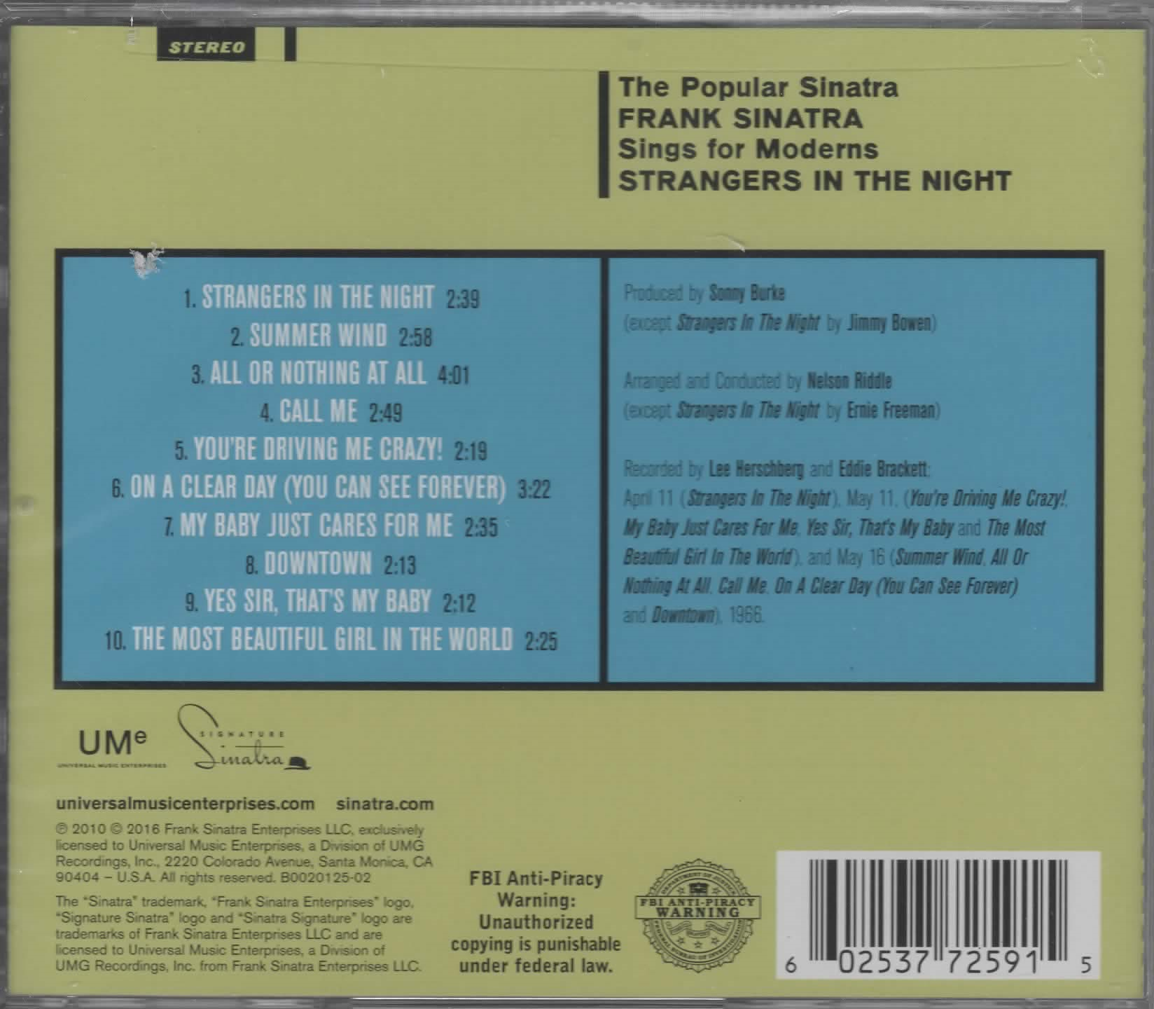 CD Frank Sinatra - Strangers In The Night