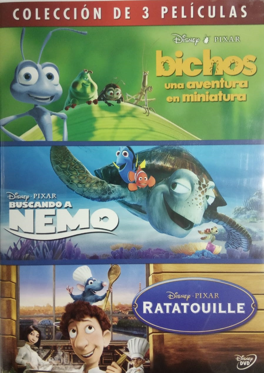 DVD x3 Colección de películas Disney Pixar - Bichos - Buscando a Nemo - Ratatouille