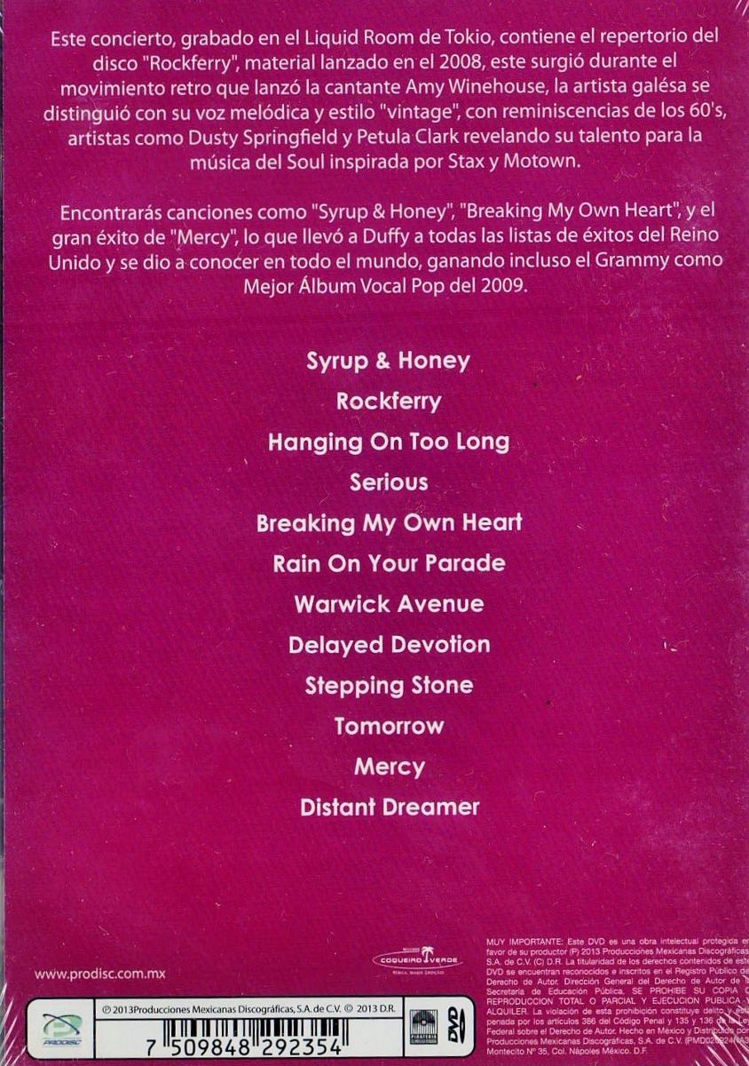 DVD Duffy Live In Japan Liquid Room Tokyo 2008 Concierto