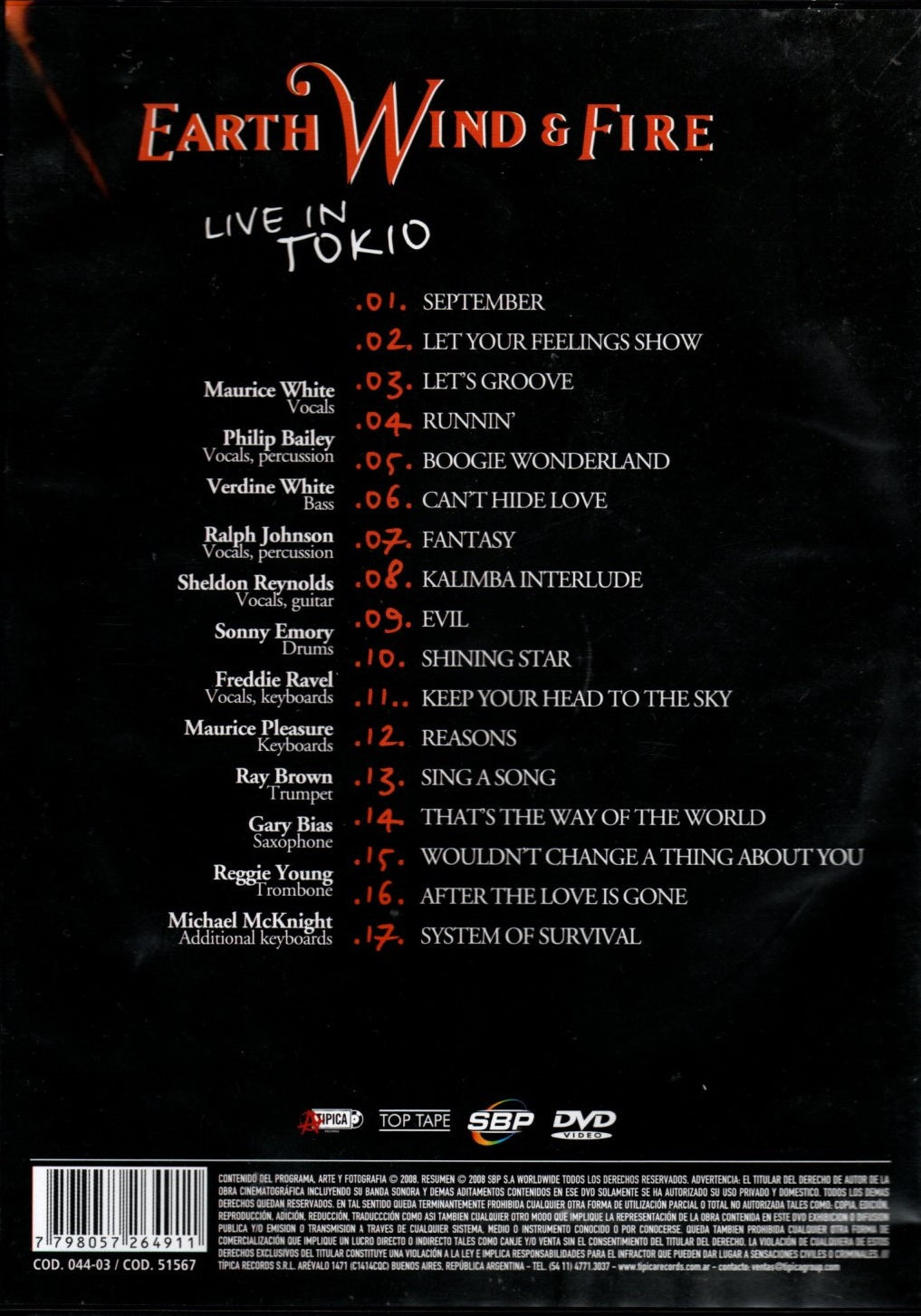 DVD Earth Wind & Fire - Live in tokio