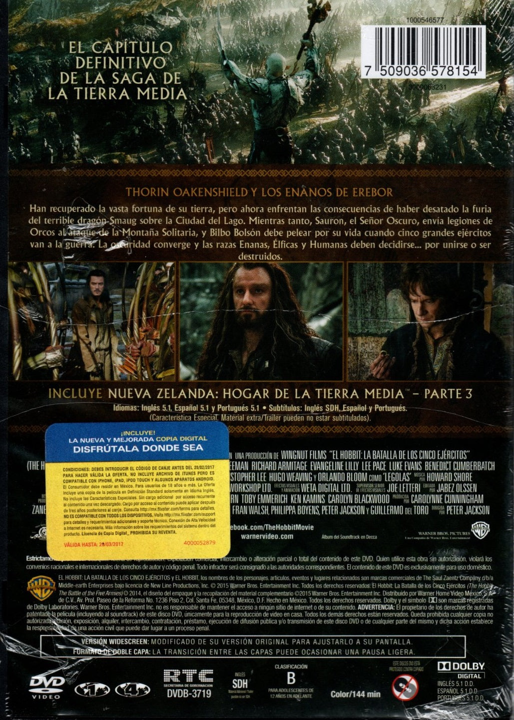 DVD El Hobbit - La Batalla de los cinco ejercitos