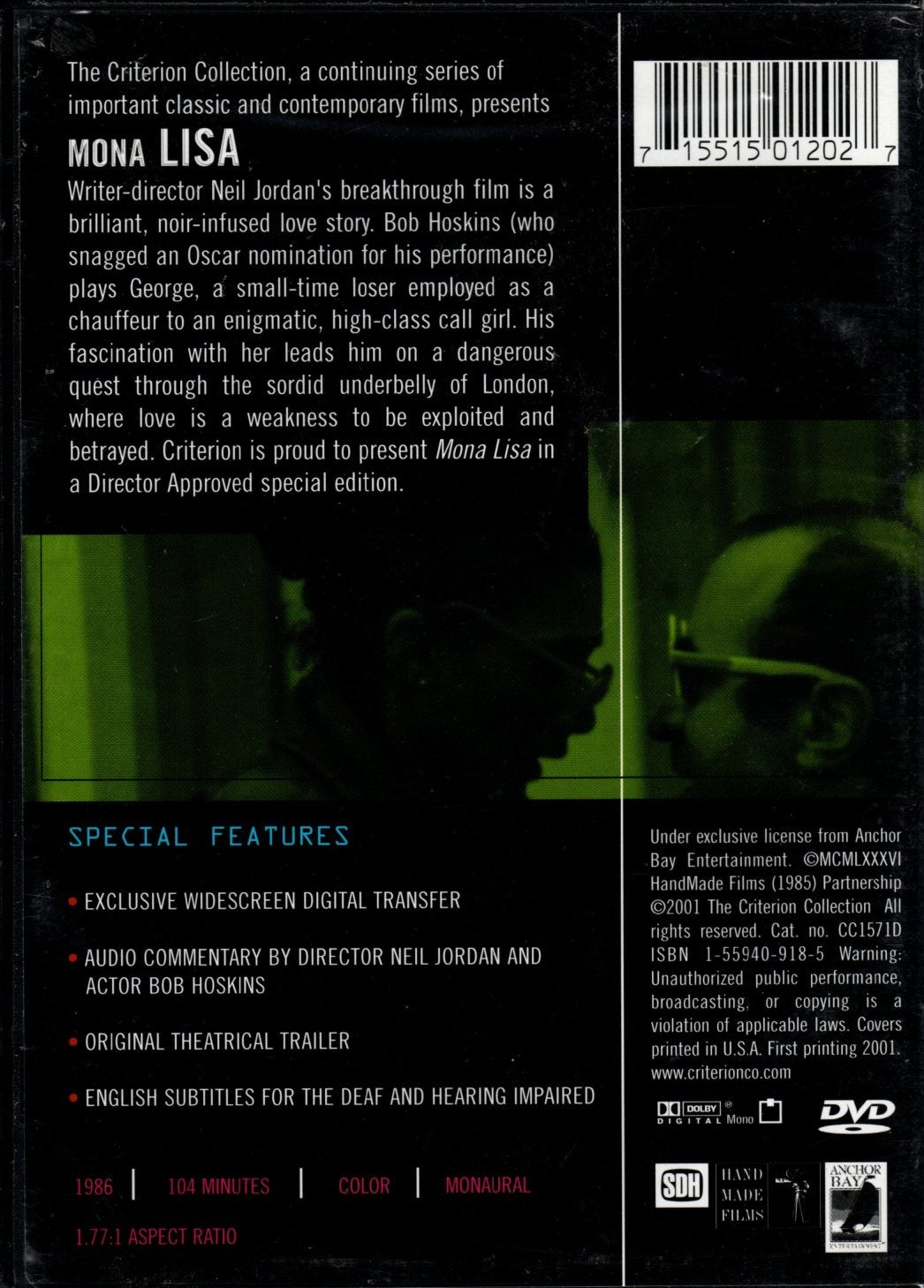 DVD Mona Lisa - Neil Jordan´s