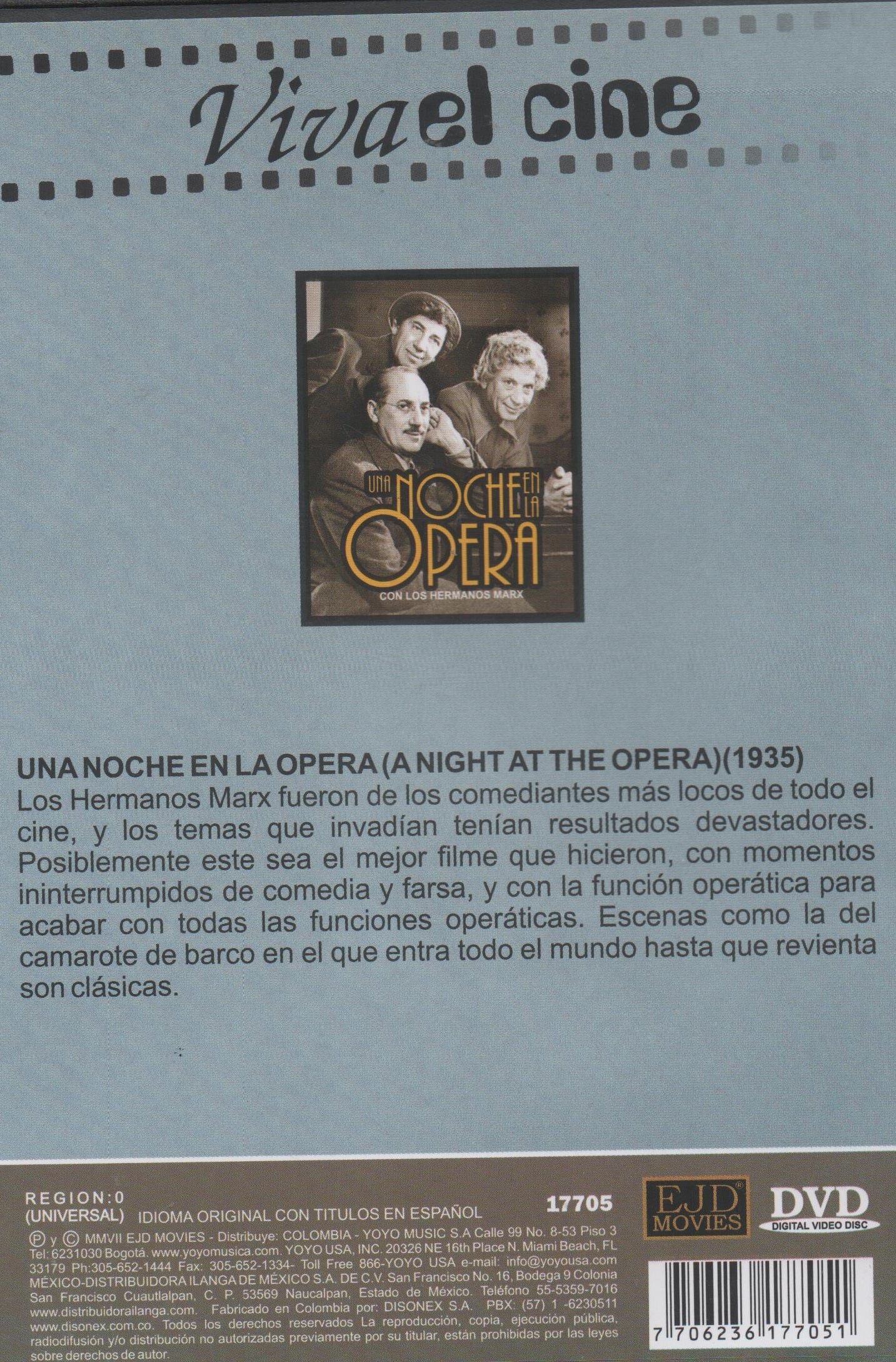 DVD Una noche en la opera - Los hermanos marx