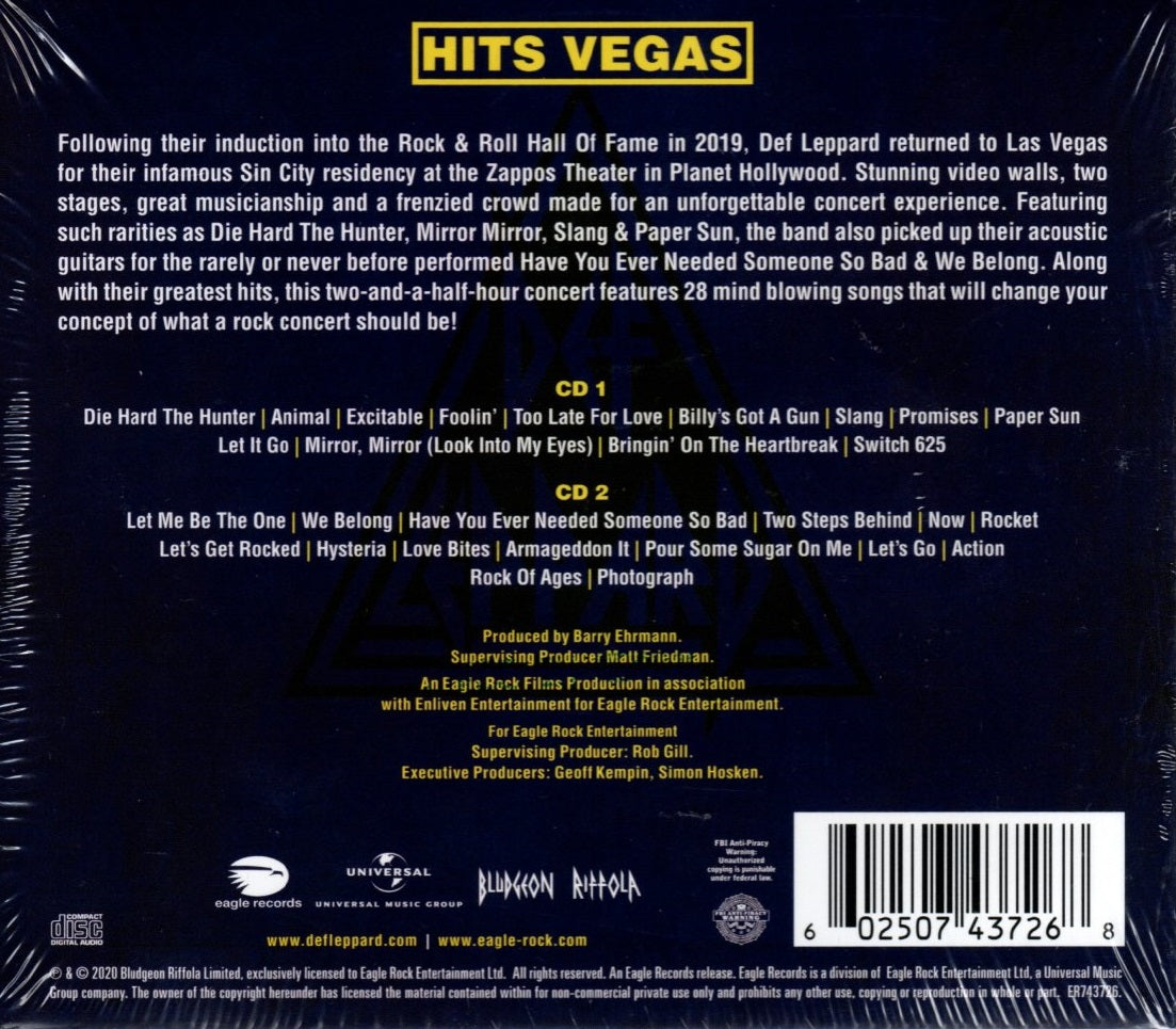 CD X2 Def Leppard – Hits Vegas (Live At Planet Hollywood)