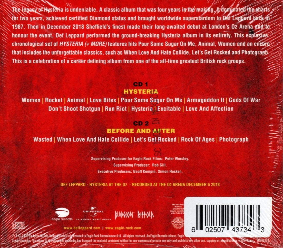 CD X2 Def Leppard – Hysteria At The O2