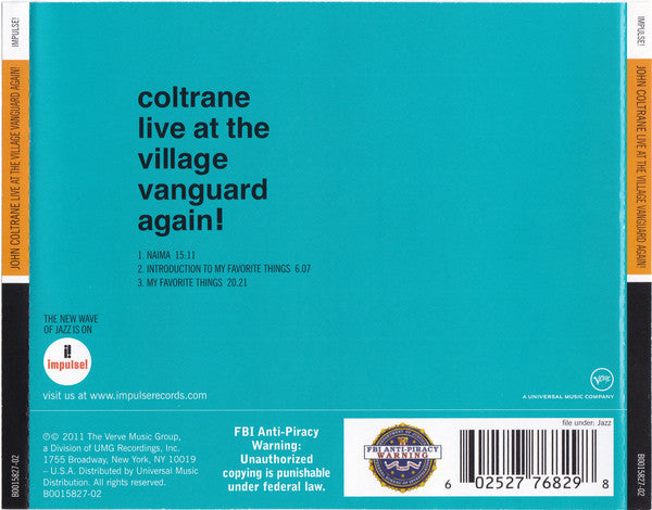 CD John Coltrane – Live At The Village Vanguard Again!
